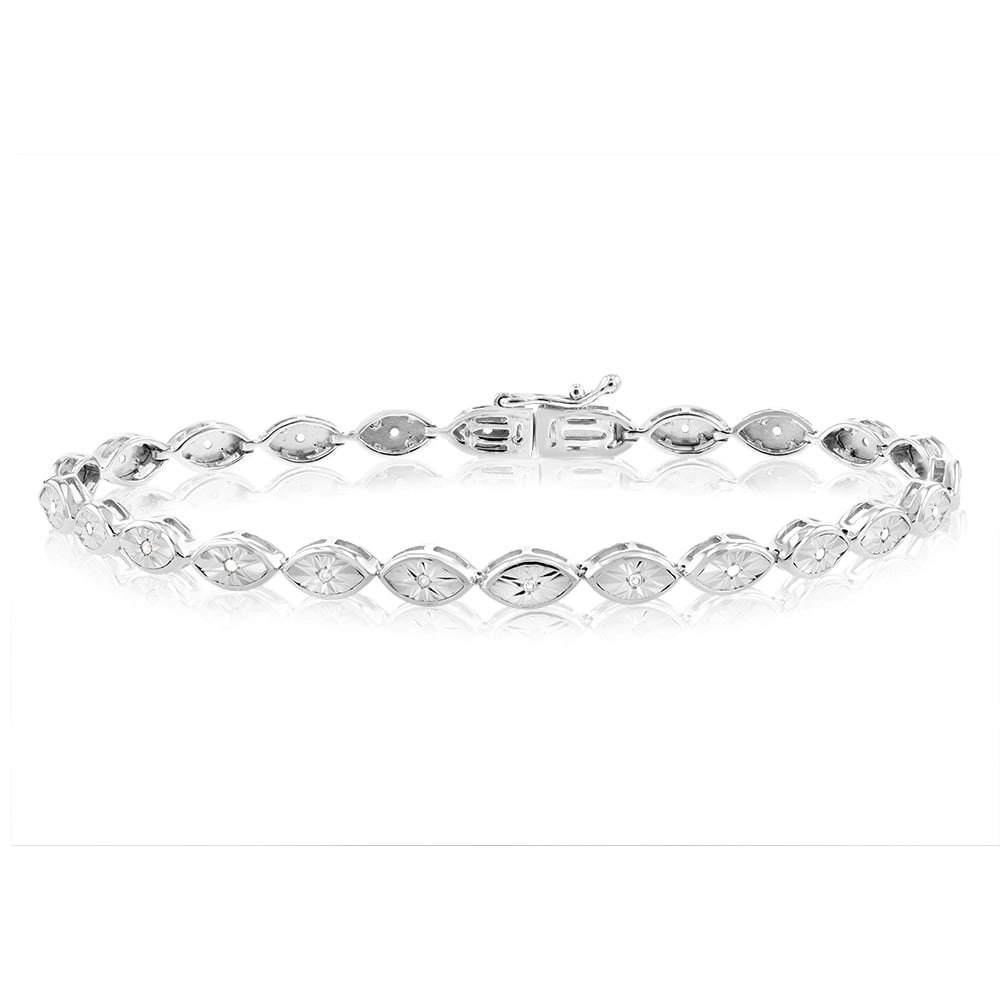 Sterling Silver 0.10 Carat Diamond 18cm Bracelet Set with 24 Diamonds