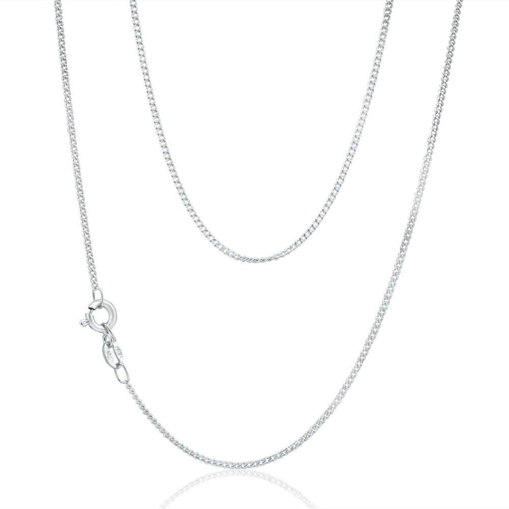 9ct White Gold Diamond Cut Curb 50cm Chain