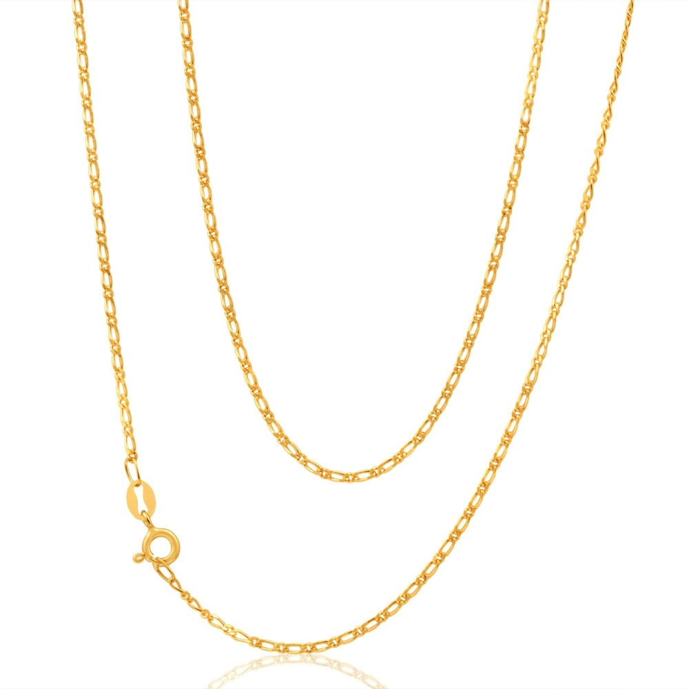 9ct Yellow Gold SOLID 40Gauge Figaro 55cm 1:1 Chain