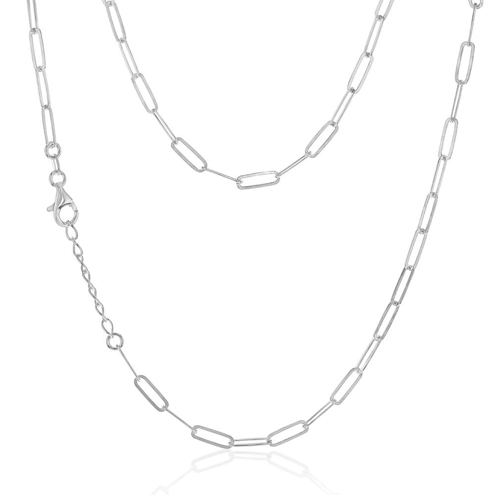 Sterling Silver Paper Clip 42+3cm Chain