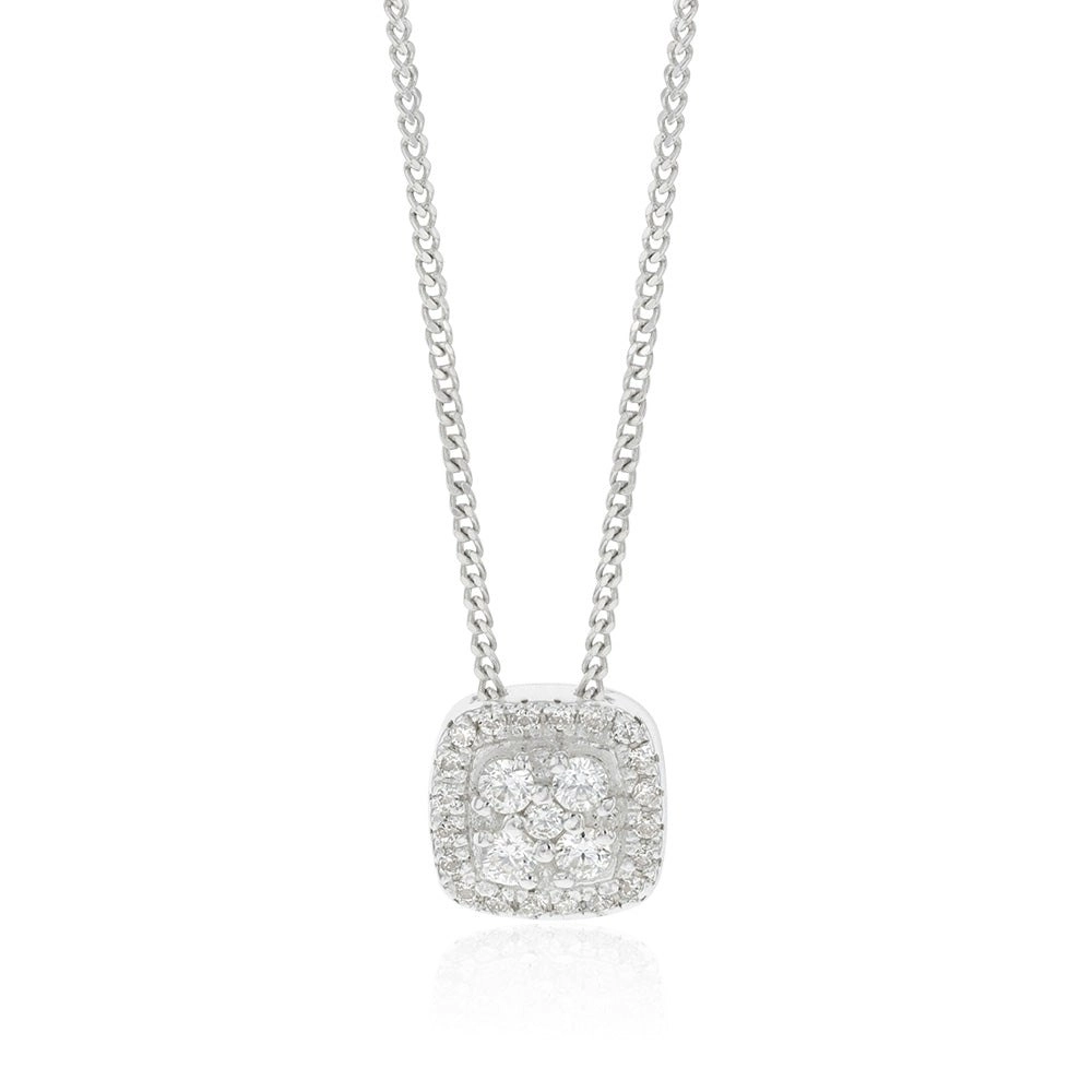 Sterling Silver Zirconia Square Fancy Pendant