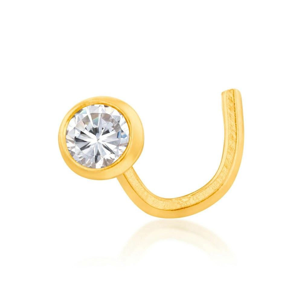 9ct Yellow Gold 3mmm Cubic Zirconia Round Bezel Nose Stud