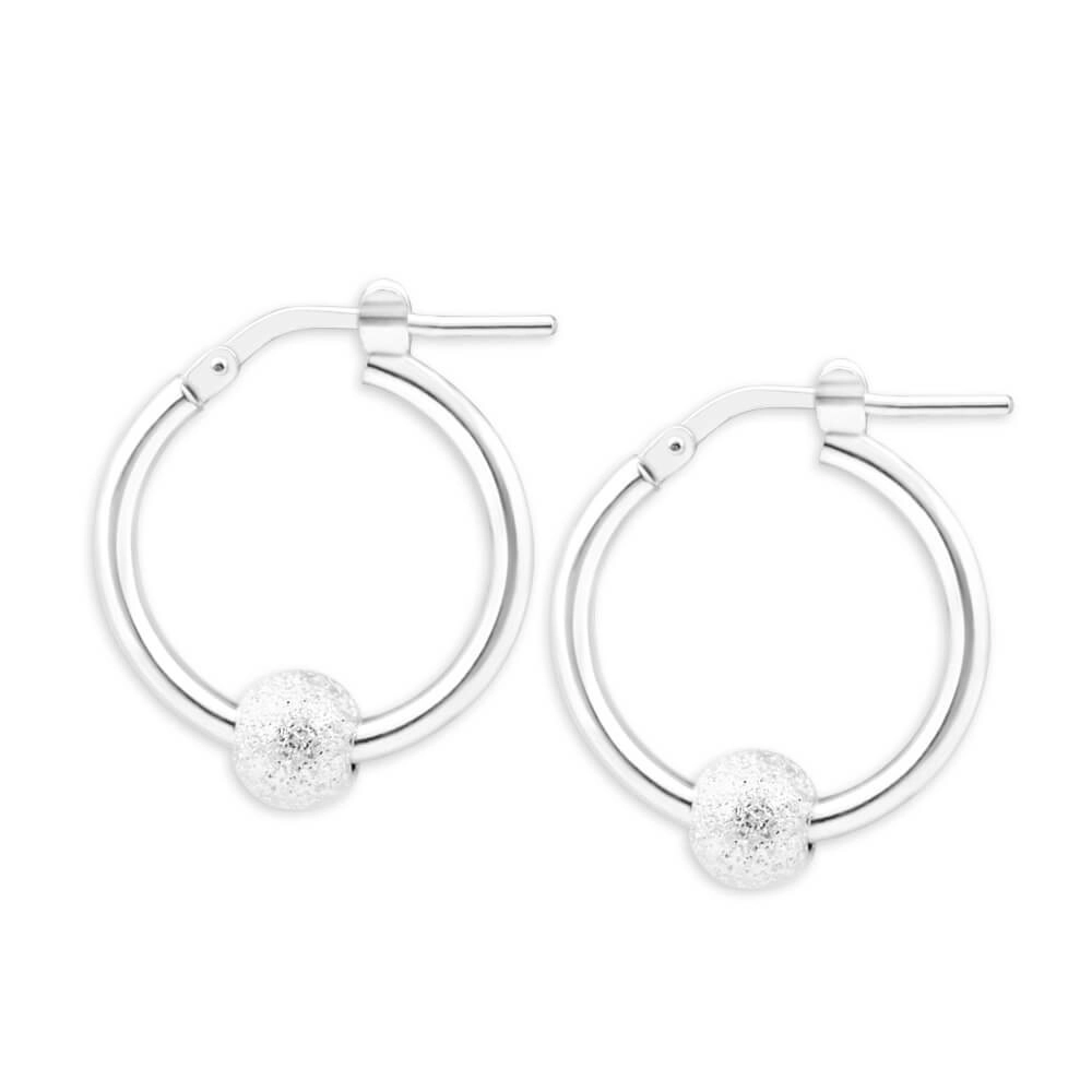 Sterling Silver Stardust Ball Hoop Earrings 20mm