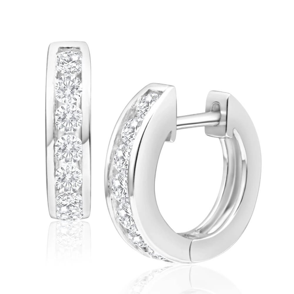 Sterling Silver Zirconia Huggies Hoop Earrings