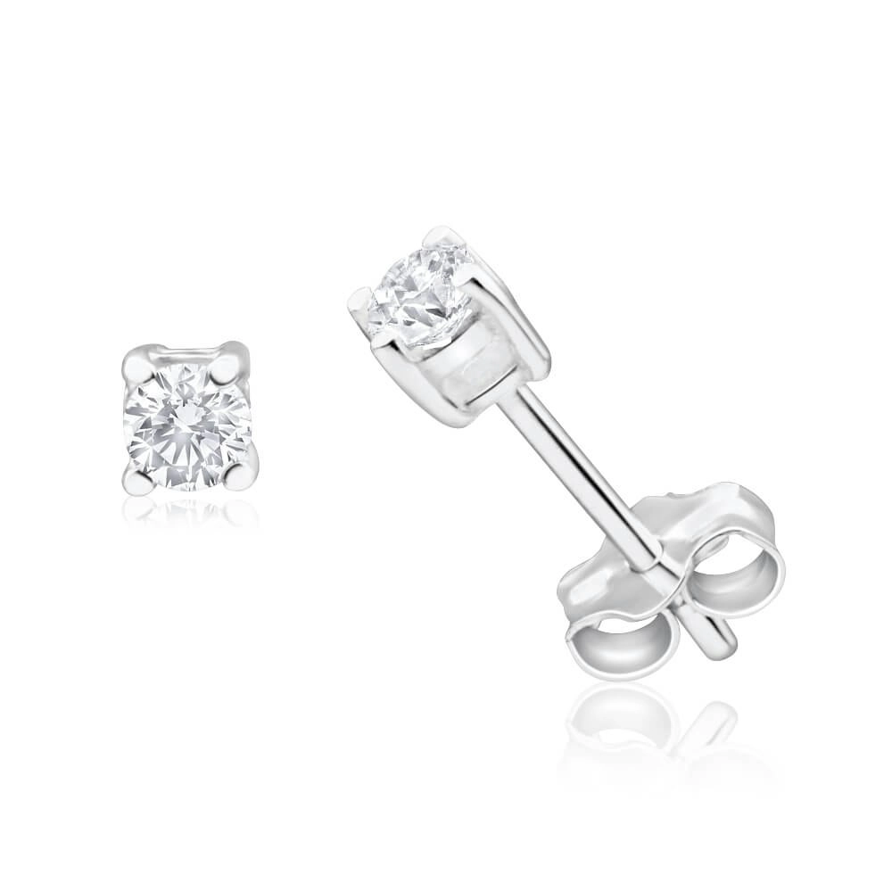 Sterling Silver Zirconia 3mm Claw Stud Earrings