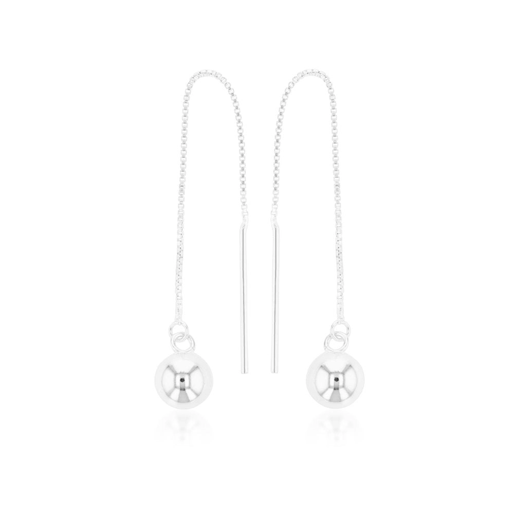 Sterling Silver 7.5mm Ball Threader 90mm Earrings