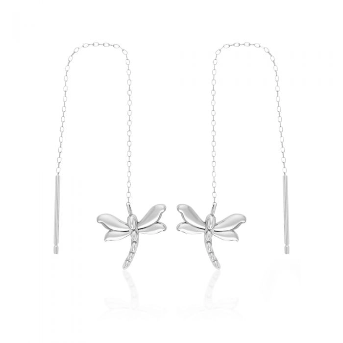 Sterling Silver Dragonfly Threader Drop Earrings