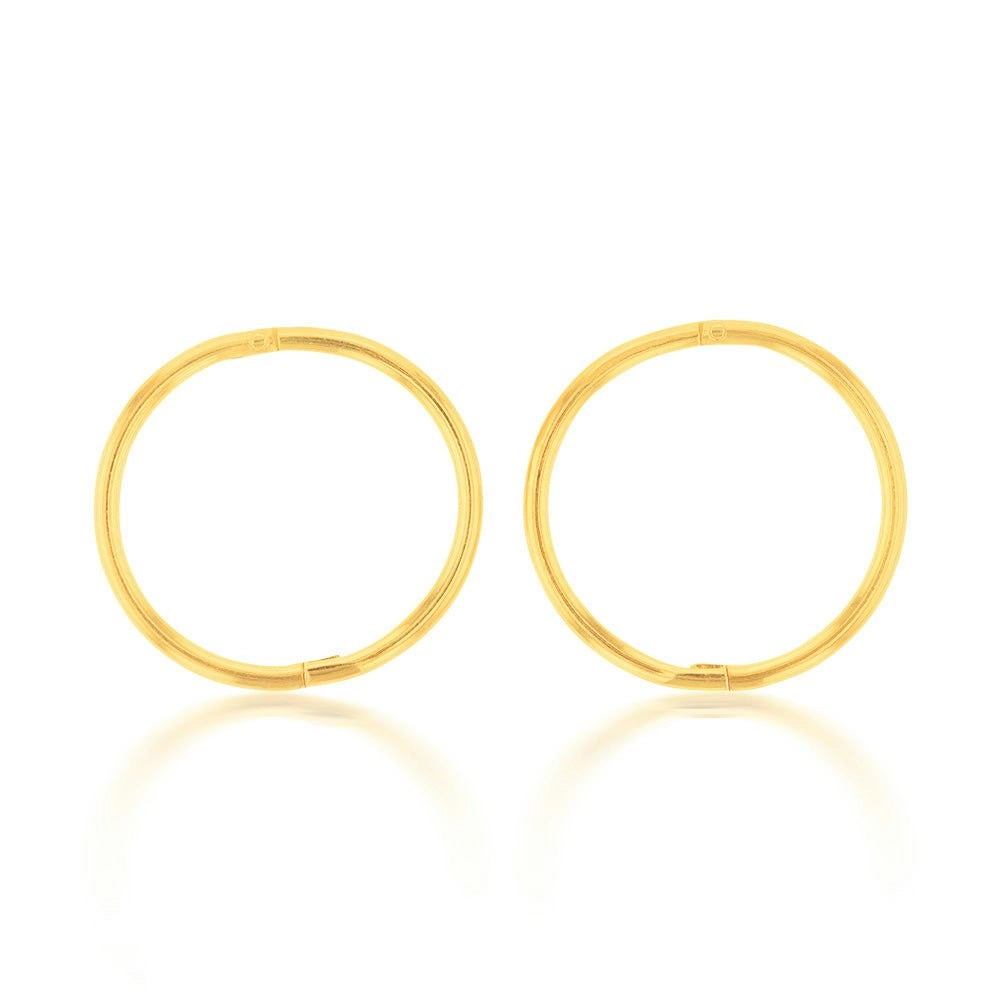 Gold Plated Sterling Silver 13mm Plain Sleeper Earrings