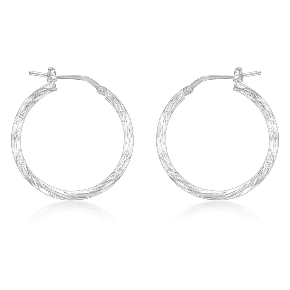 Sterling Silver Twisted 20mm Hoop Earrings