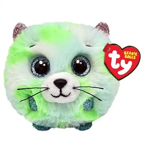 Ty Beanie Balls EVIE the Green Cat 4"