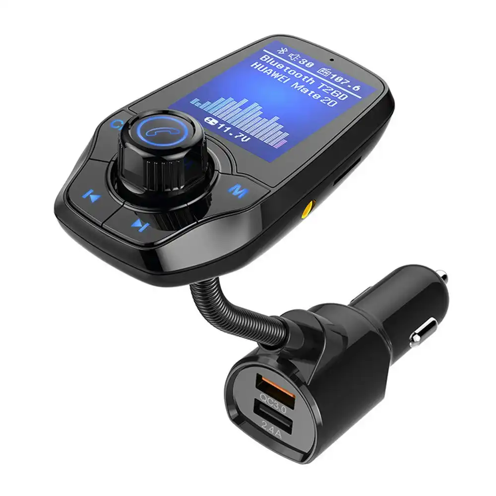 1.8 Inch Hands-Free Bluetooth FM Transmitter in-Car Wireless Radio Adapter Kit