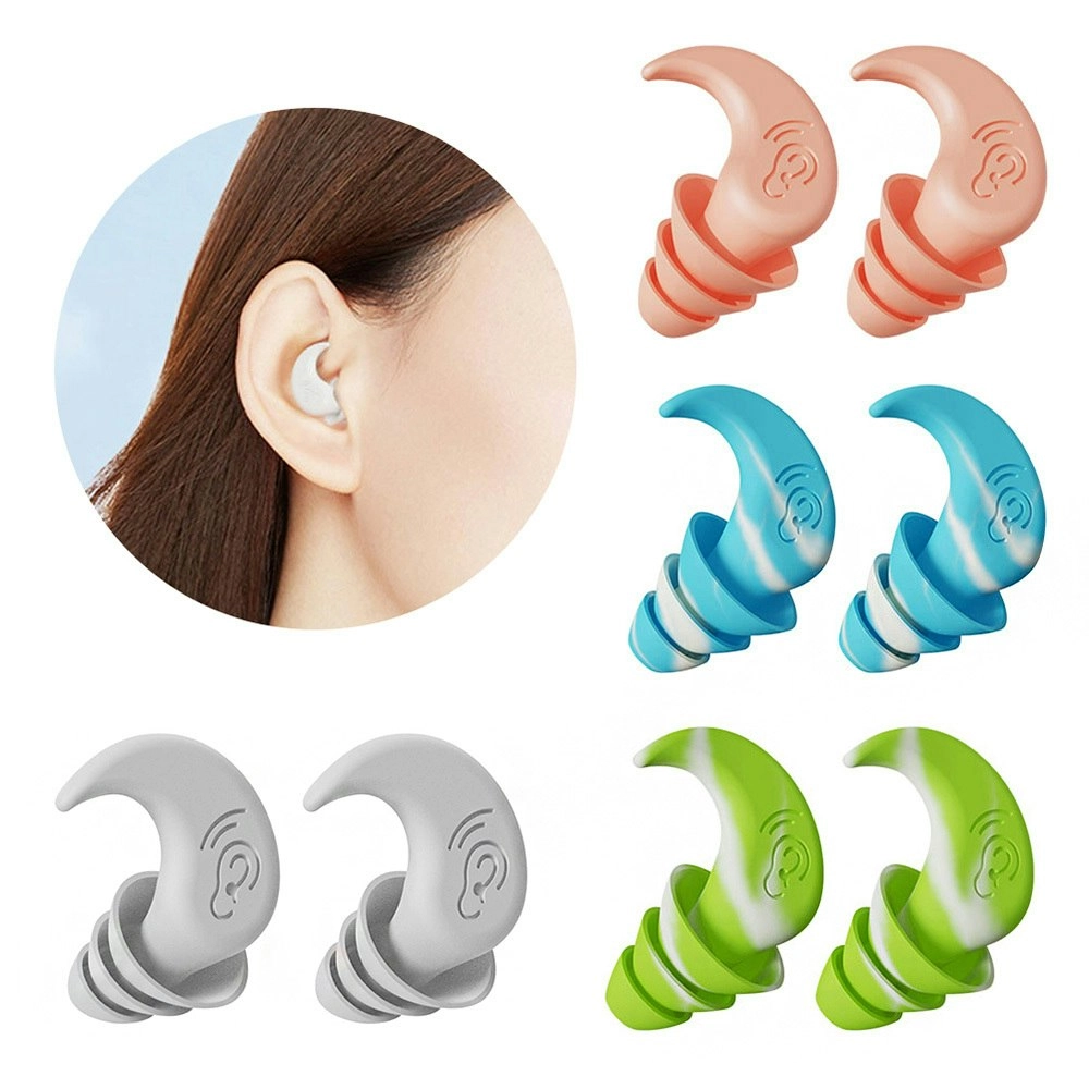 4 Pairs Anti Noise Silicone Earplugs Waterproof EarPlugs Swimming Ear Protector