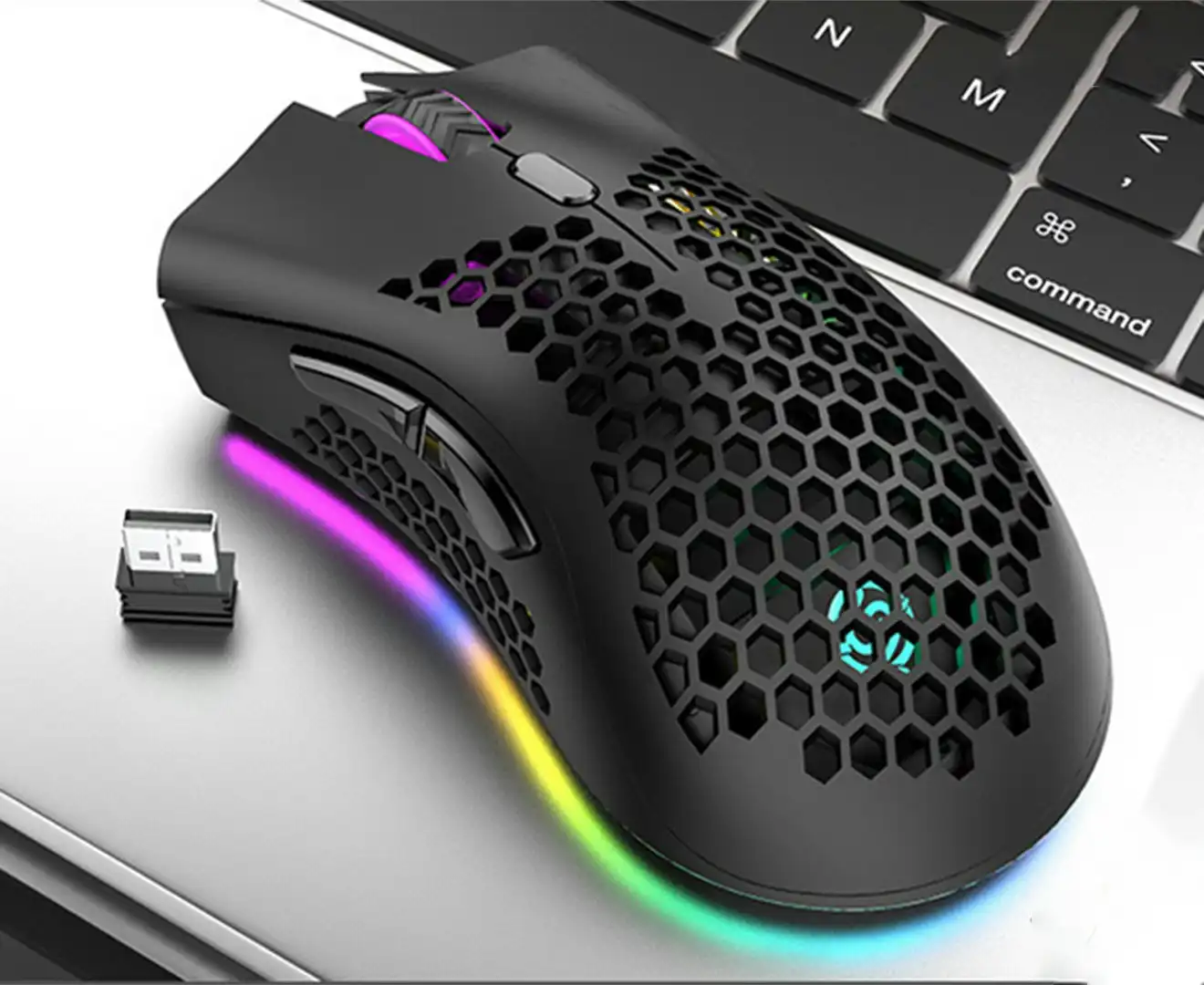 2.4GHz Wireless USB  Adjustable RGB Backlit Honeycomb Office Gamer Mice