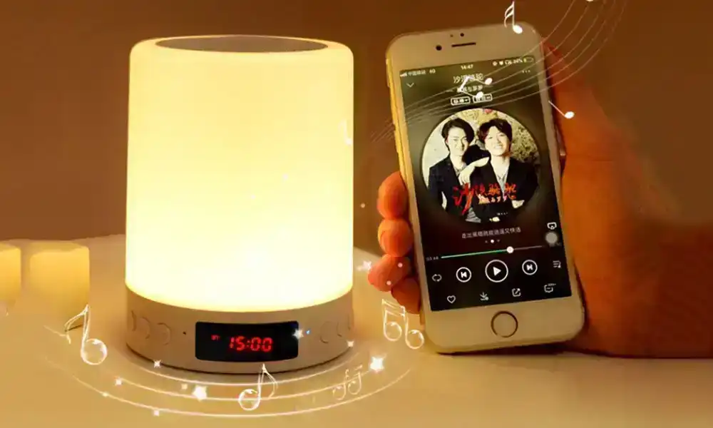 Portable Bluetooth Speaker with Colour-Changing LED  light  and Alarm clock