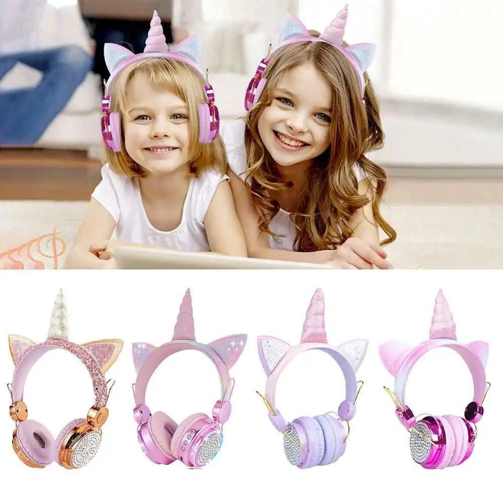 Unicorn Wireless Bluetooth Headphones With Microphone 3.5mm Jack for boys and girls