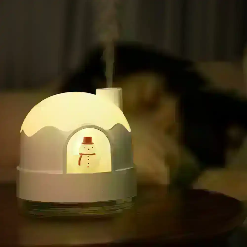 Cute Silent Snow House Humidifier Usb Desktop Night Light Mini Air Humidifier