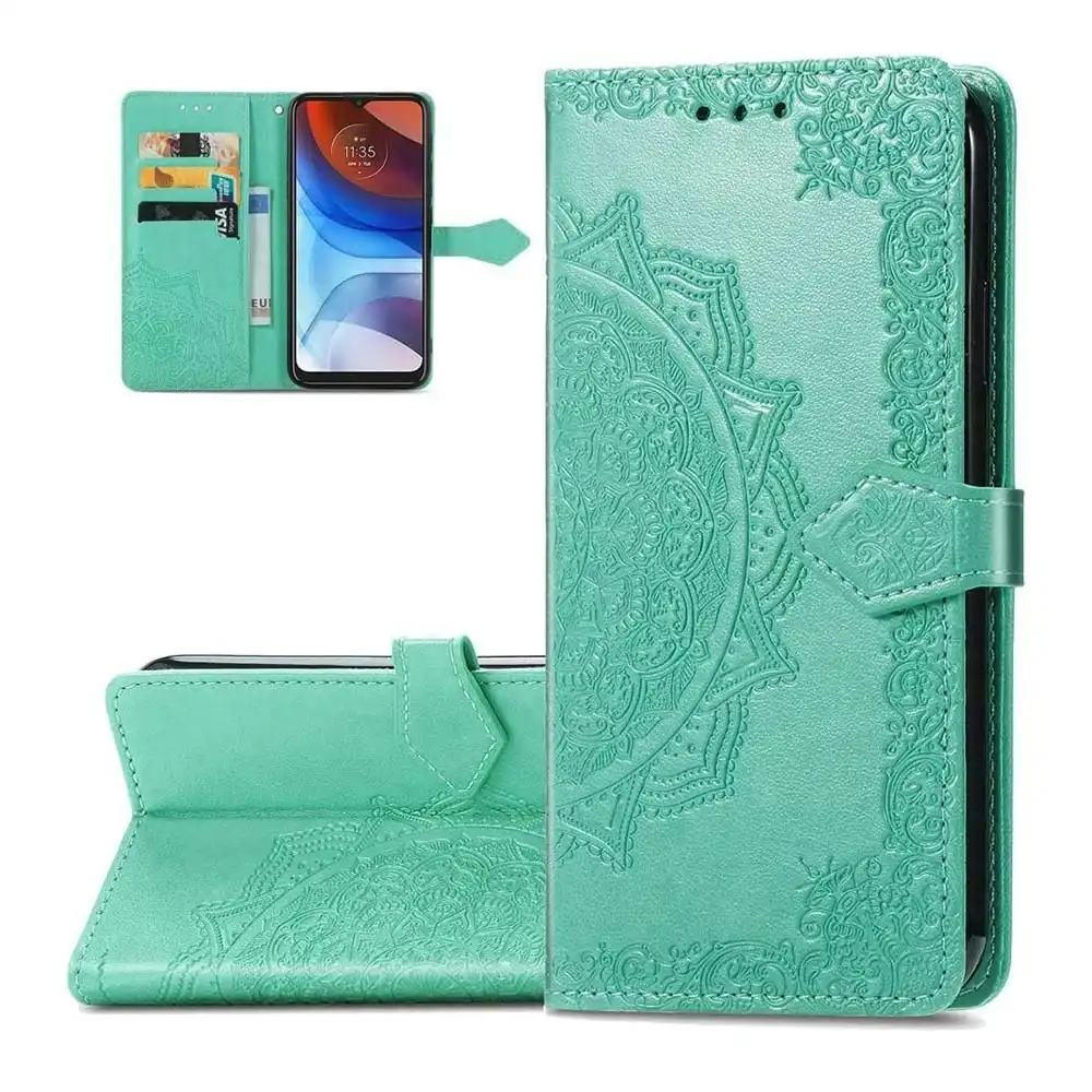 PU  Flip Wallet Case Magnetic Stand Card Slot Protective Cover For iPhone-Green