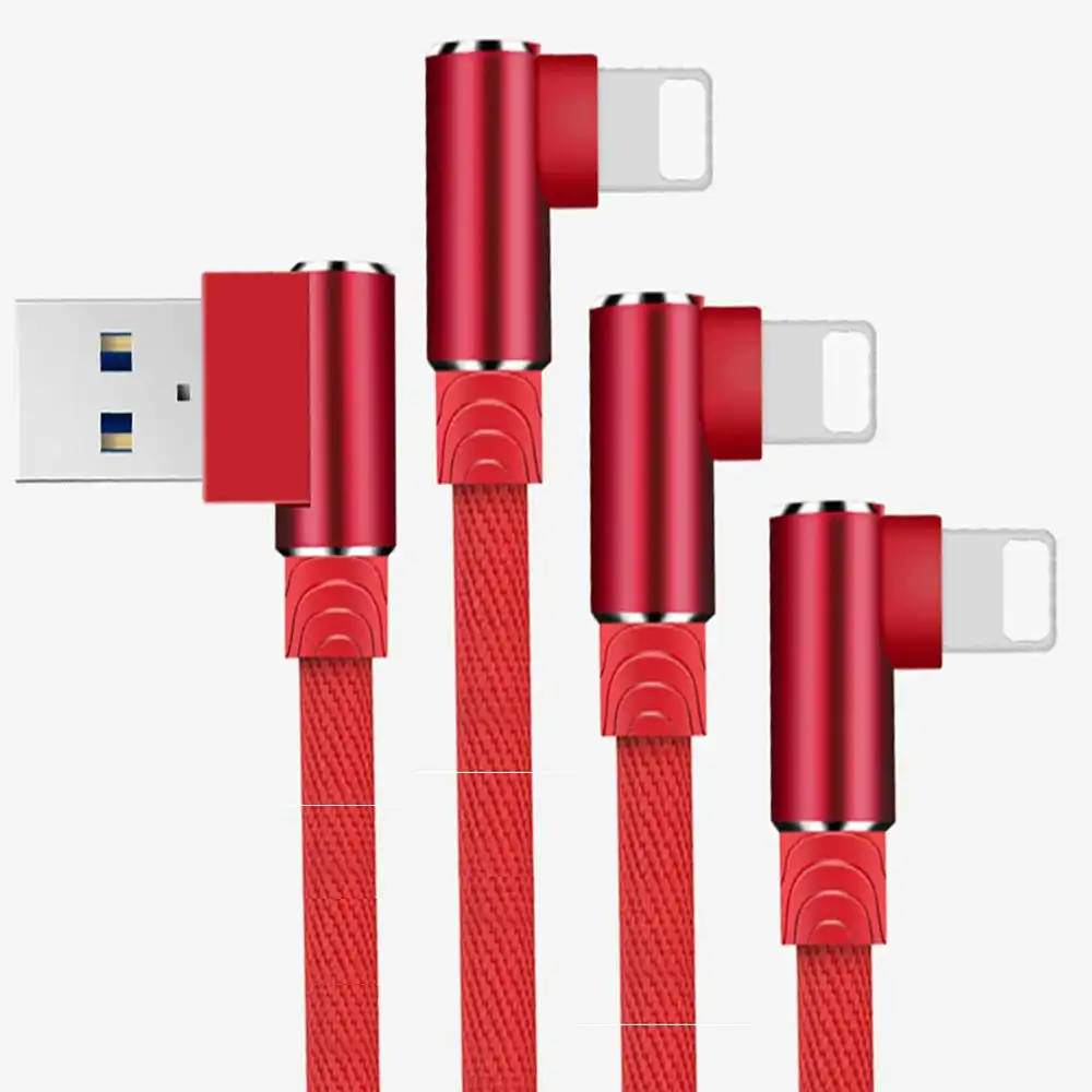 3 Pack 90 Degree USB Data Charger Fast Cable for iPhone(1M-2M-3M)