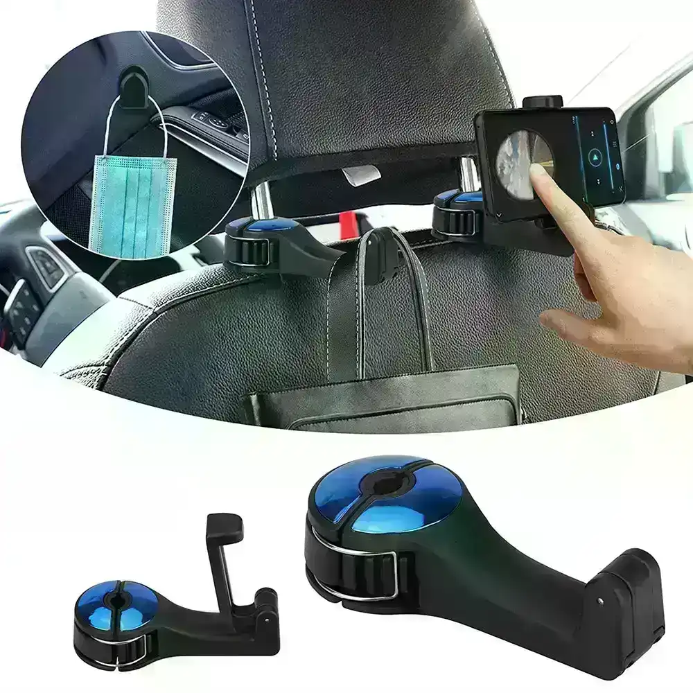 2pcs Car multi-function mobile phone holder rear headrest hook