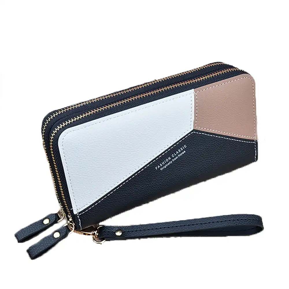 Double Zipper Wallet PU Leather Phone Bag With?Card Holder For?Women