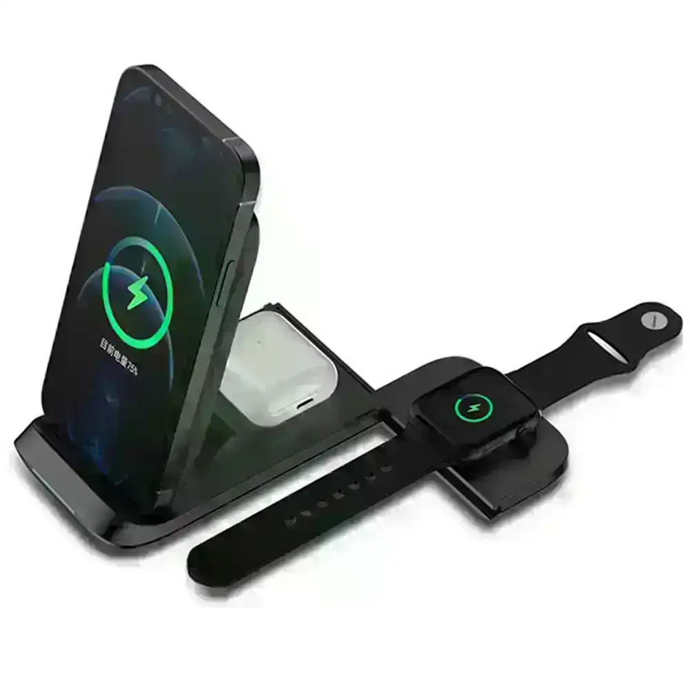 Three-in-one folding and push-pull  fast wireless charger station