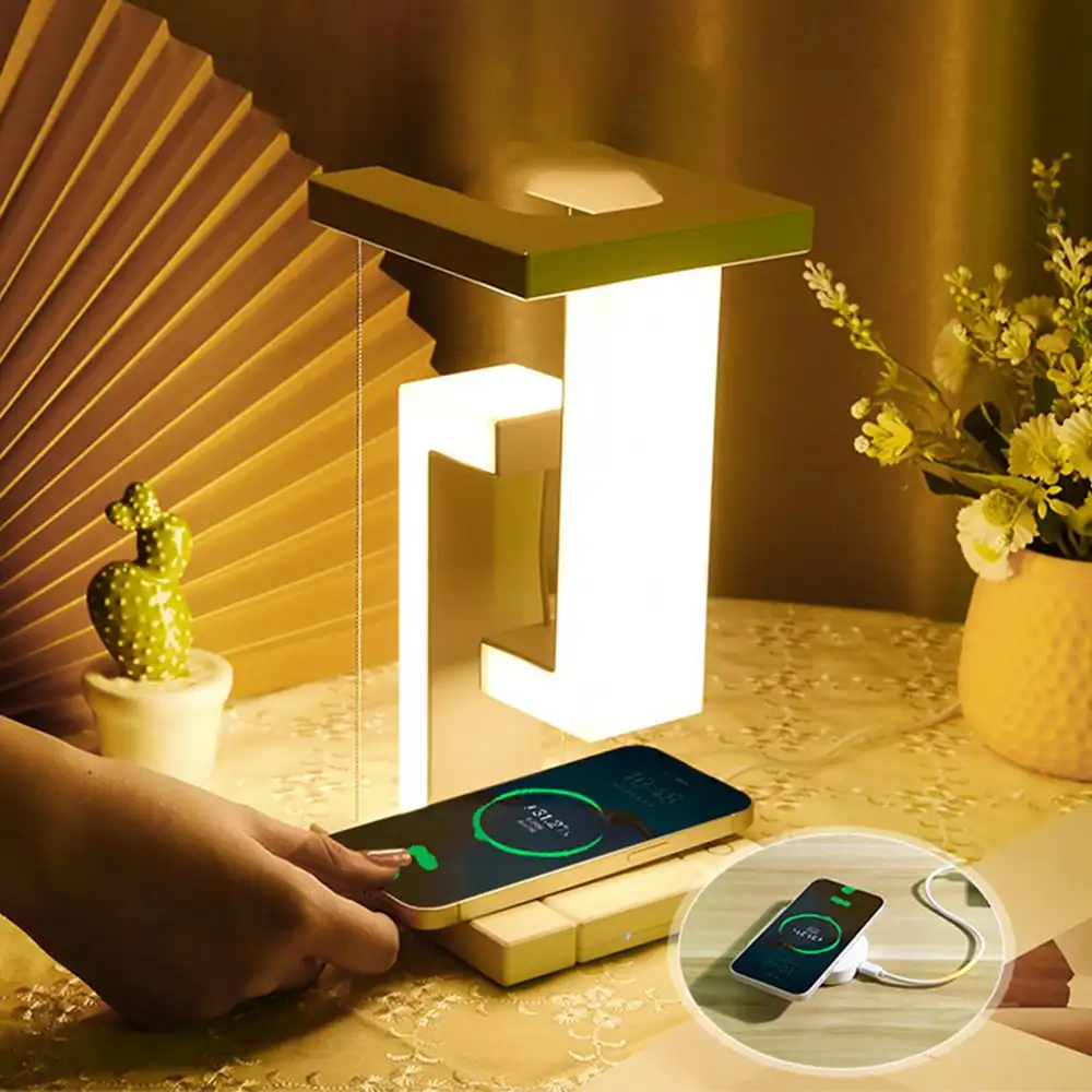 2 in 1 Phone Wireless Charger Suspension Table Light Desktop Night Light
