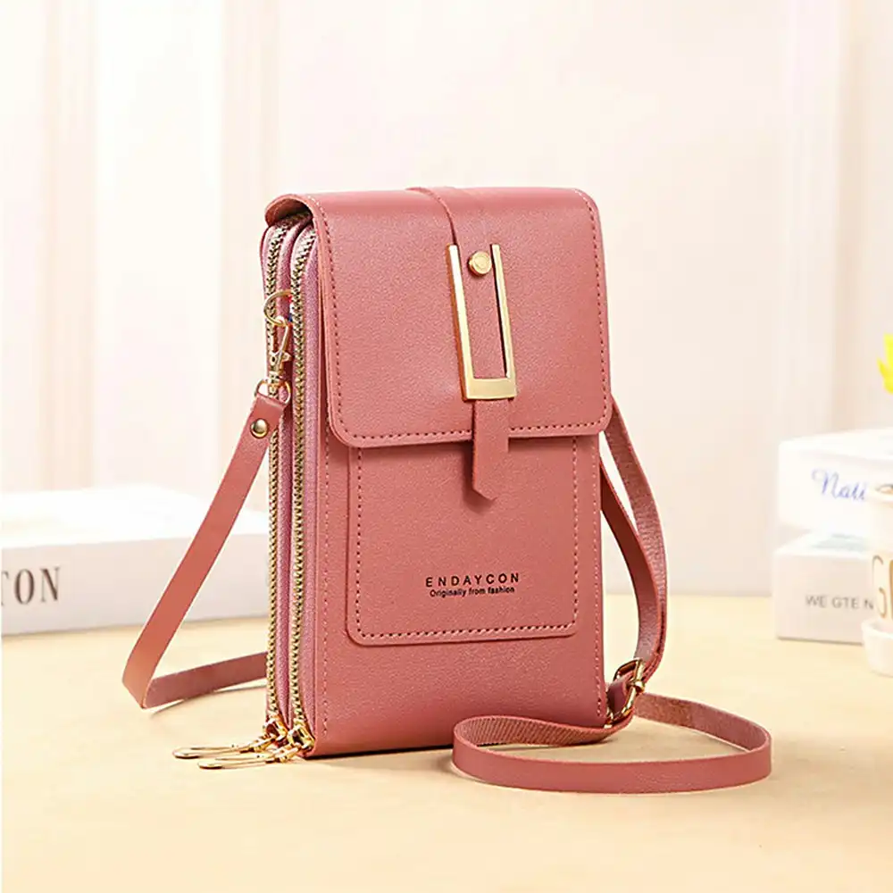 Women  Leather Wallet Touch Screen Phone Bag Crossbody Shoulder Strap Handbag