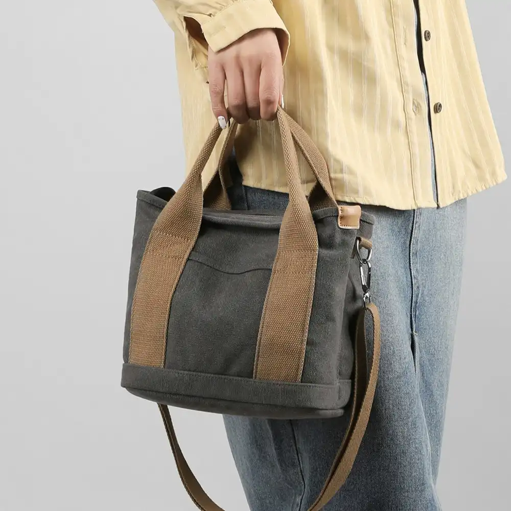 Large Capacity Multi-Pocket Handbag Canvas Tote Purses Crossbody Bag for Women