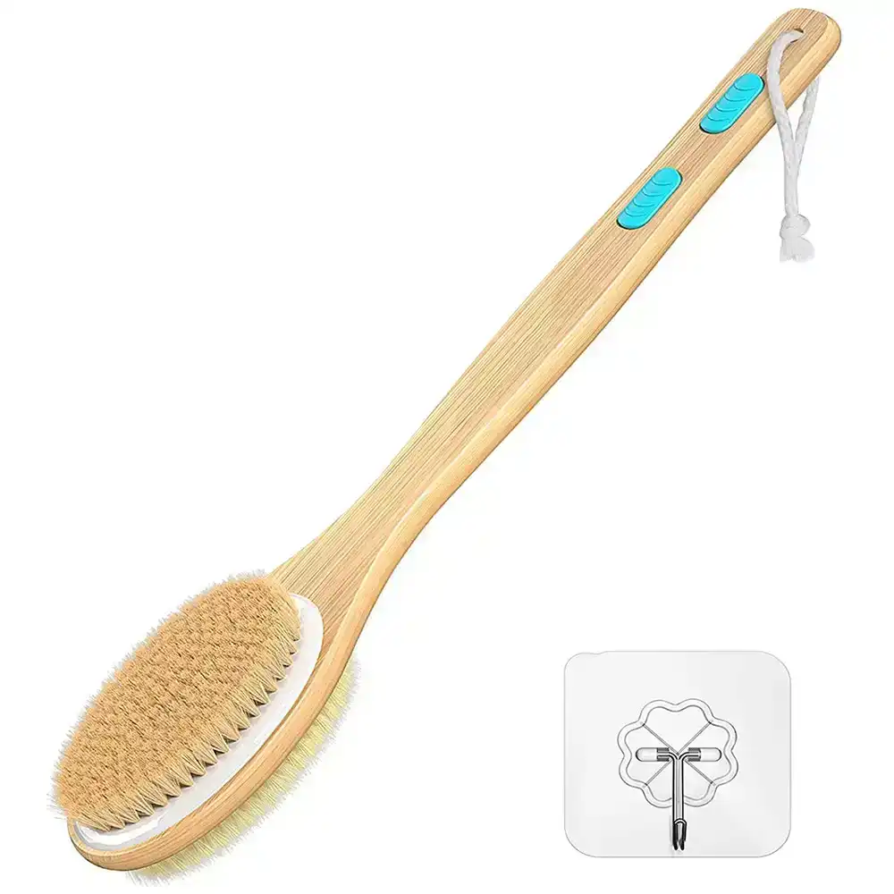 Silicone Non-Slip Shower Brush Double-Sided Massage Brush Long Handle Bath Brush