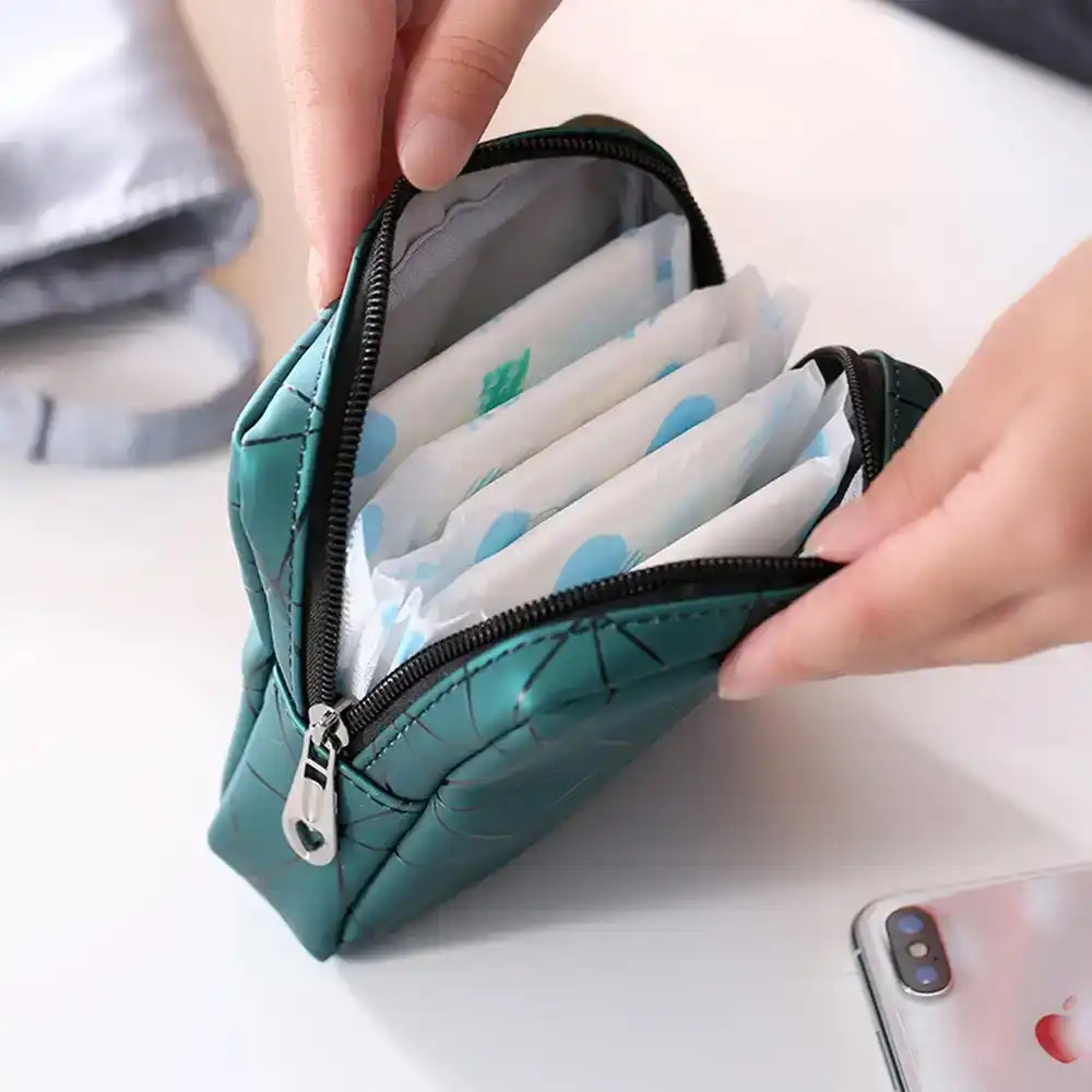 4 Pack Sanitary Napkin Storage Bag Menstrual Cup Pouch Portable Napkin Pads Bags