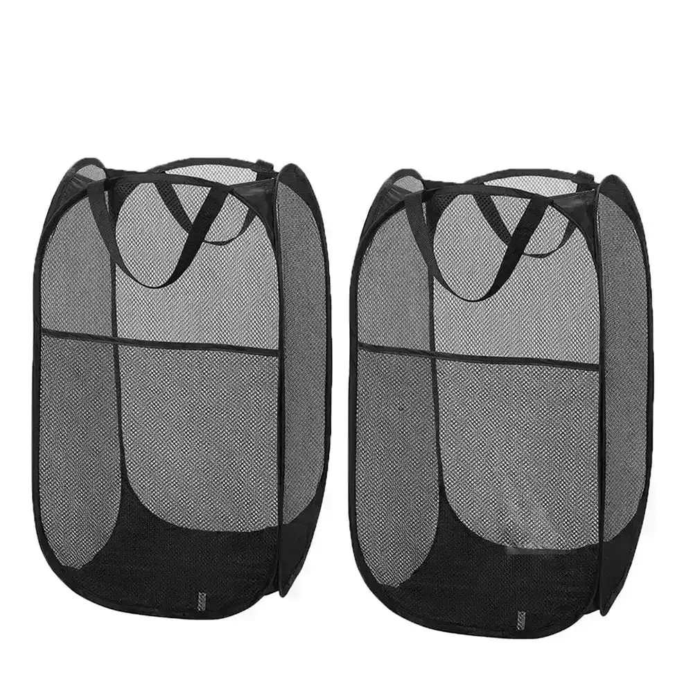 2 Pack Laundry Hamper Foldable Mesh Dirty Clothes Basket with Carry Handles