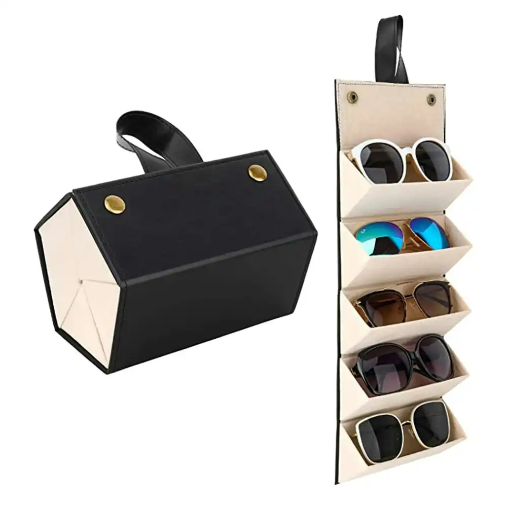 Sunglasses Organizer with 5 Slots Glasses Case Portable Sunglasses Storage Case