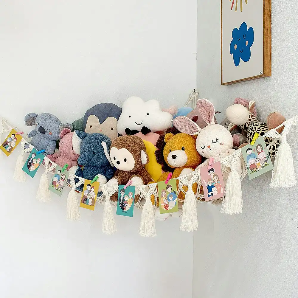 Macrame Stuffed Animal Storage Hammock for Stuffed Animals and Toys