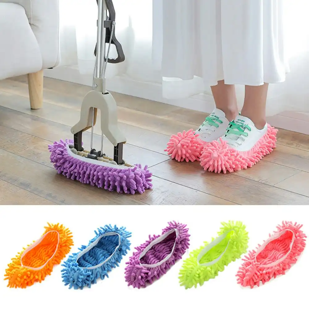 10Pcs Chenille Floor Dust Cleaning Shoes Lazy Mopping Shoes-5 Color