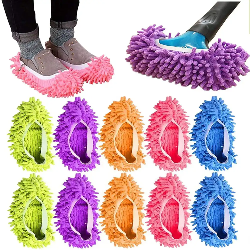 10 Pieces Floor-Polishing And Cleaning Microfibre Mop Slippers