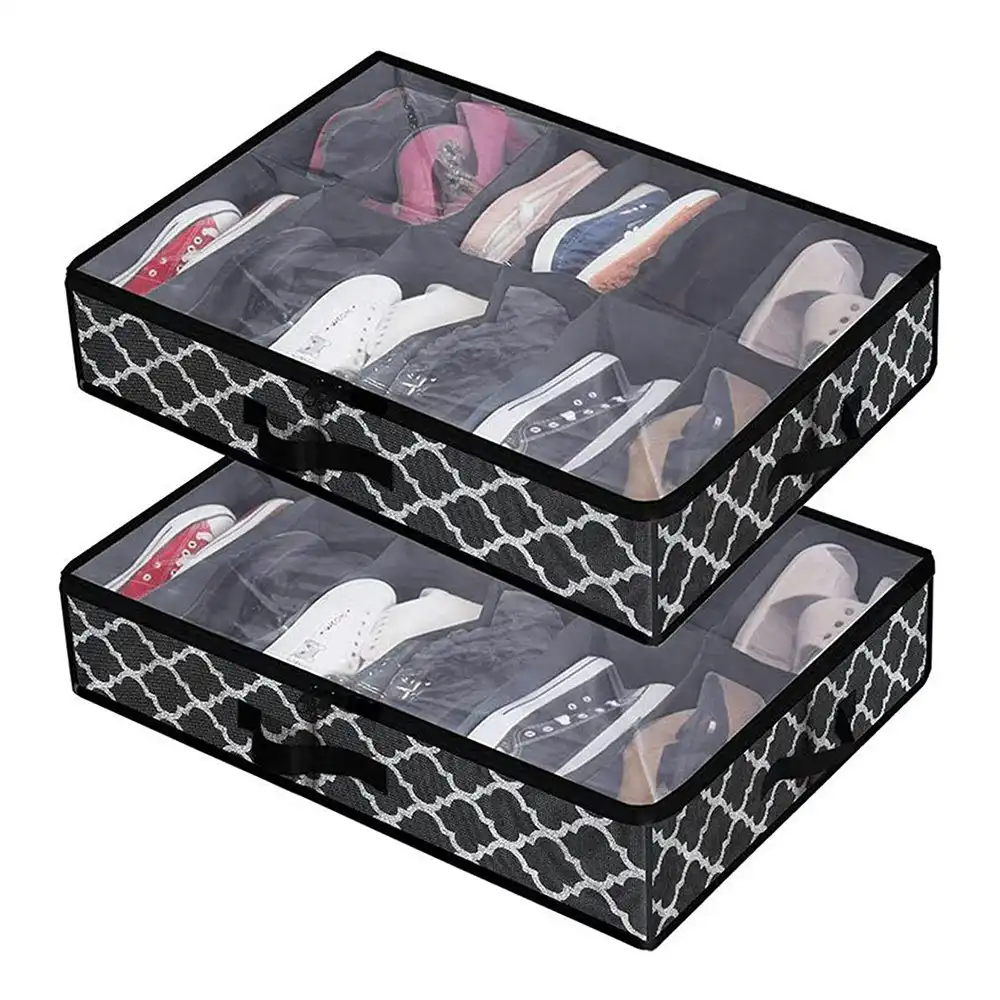 2 Pack Large Capacity Shoes Organizer Foldable Under Bed Shoe Storage Bag