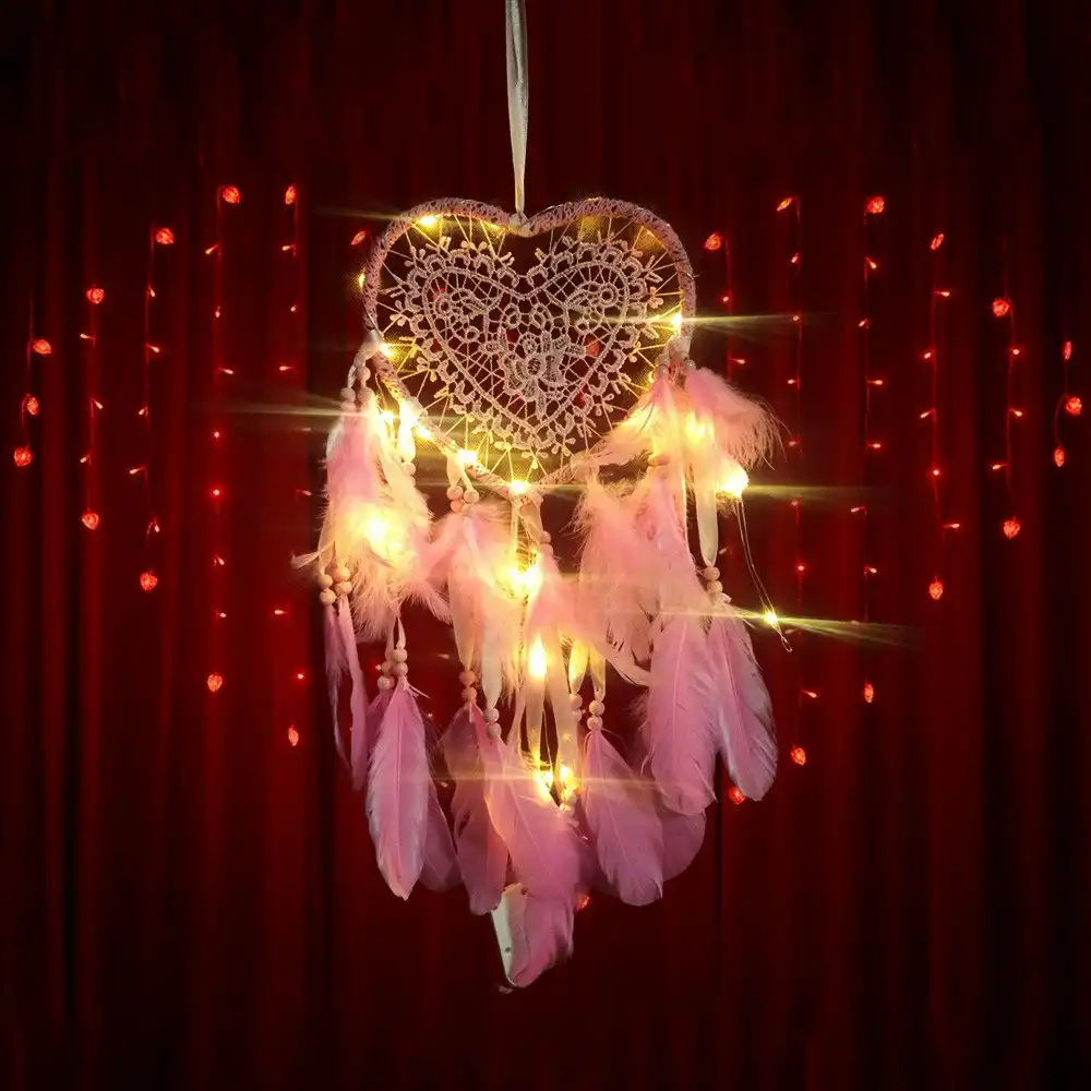 LED Light Dream Catcher with Feathers Handmade Light Up Dream Catchers