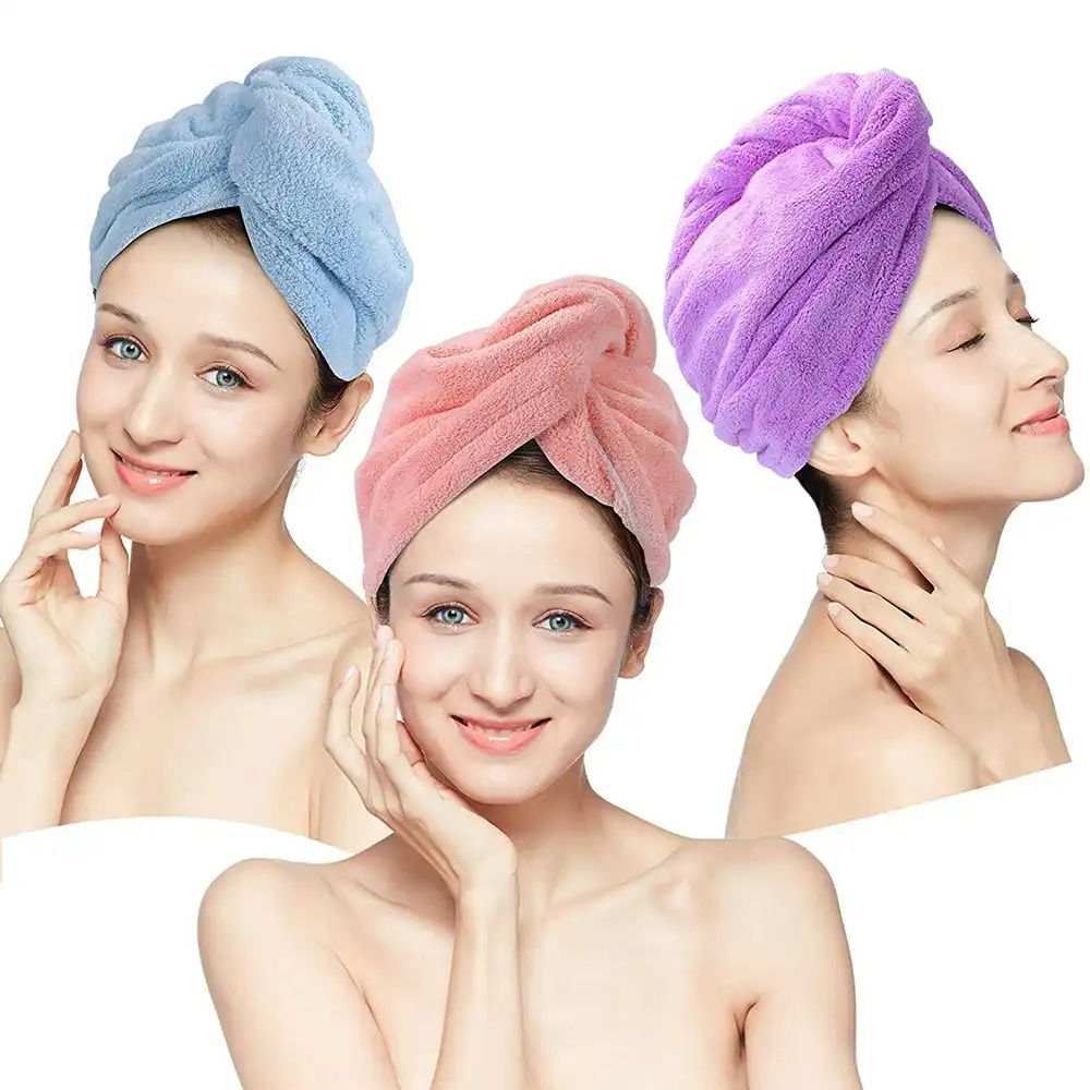 3 Pack Hair Drying Hat Quick-dry Hair Towel Cap Hat Bath Hat Microfiber Towel Cap