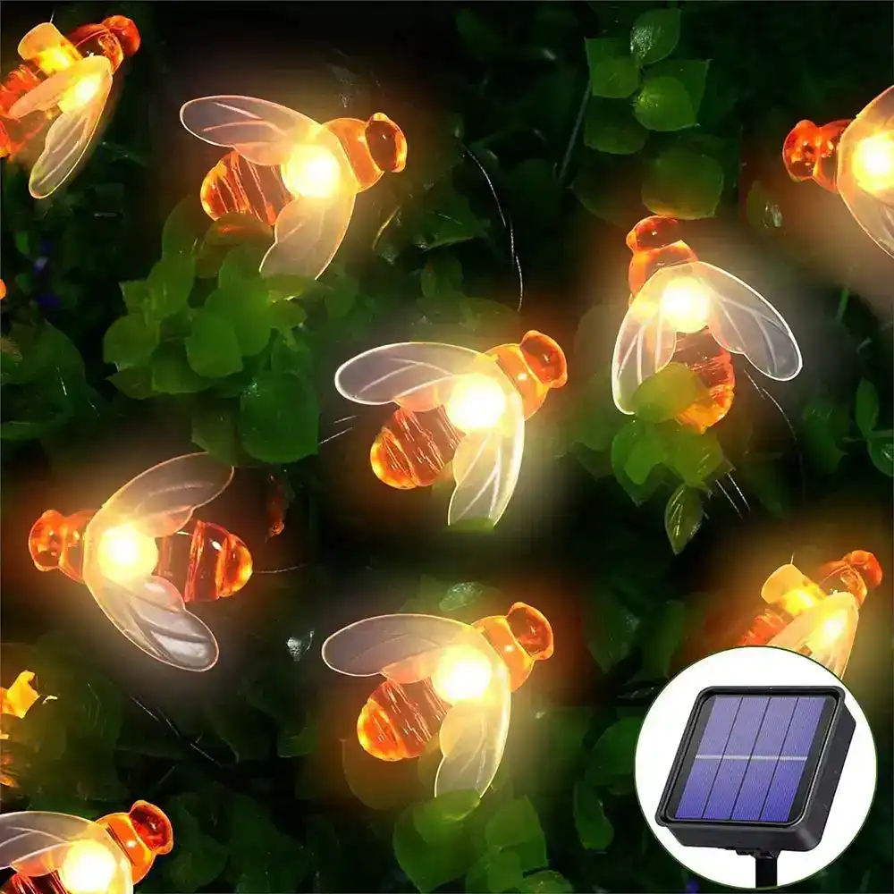 30-LED Honey Bee Outdoor Solar String LightsBee Decor Lights-Warm White