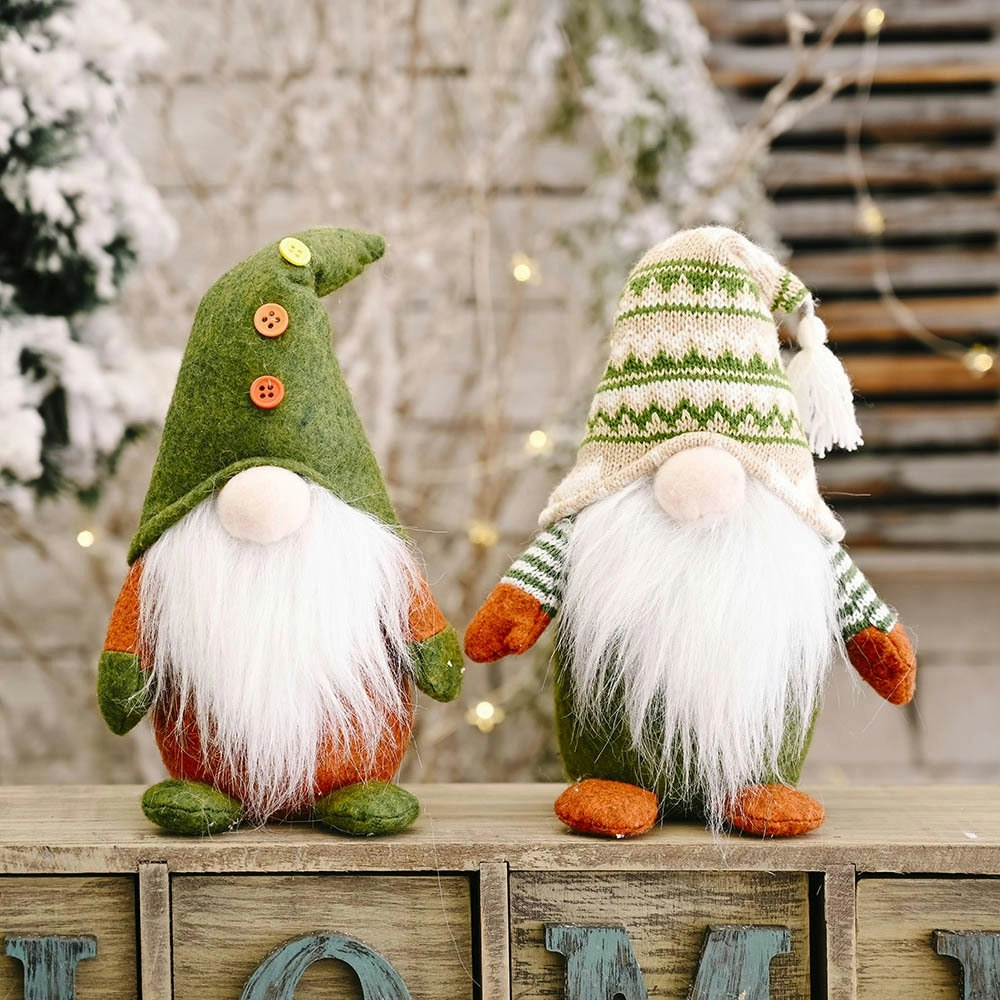 2Pcs Gnome Christmas Decorations Knitted Standing Gnomes Santa Ornaments