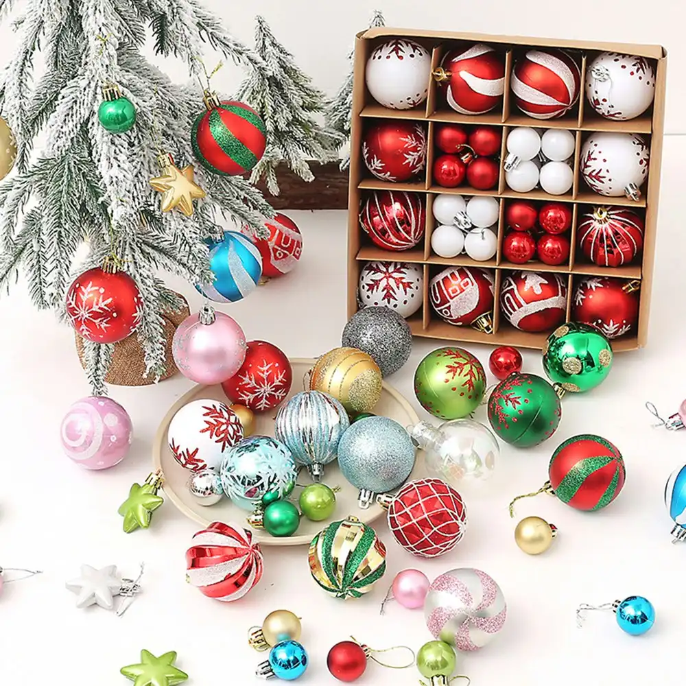 42Pcs Christmas Ornament Christmas Balls Set Xmas Tree Hanging Pendant
