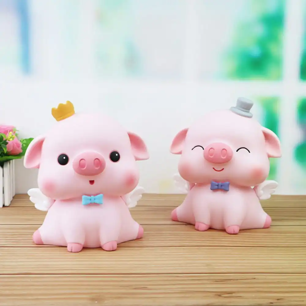 2 Pack Portable Cute Pig Piggy Coin Bank Cartoon Anti-Fall Piggy Bank Ornament