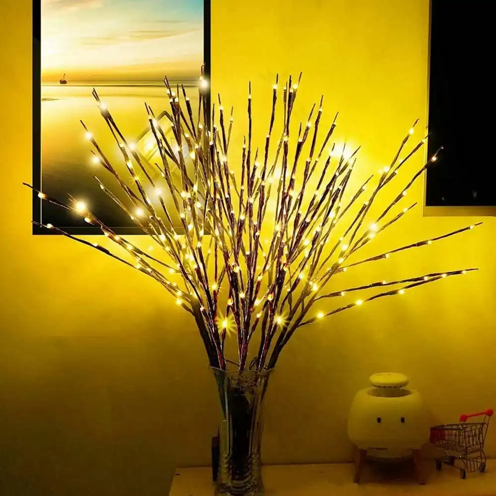 4 Pack LED Branch Light Battery Operated Lighted Branch Vase Filler Willow Tree