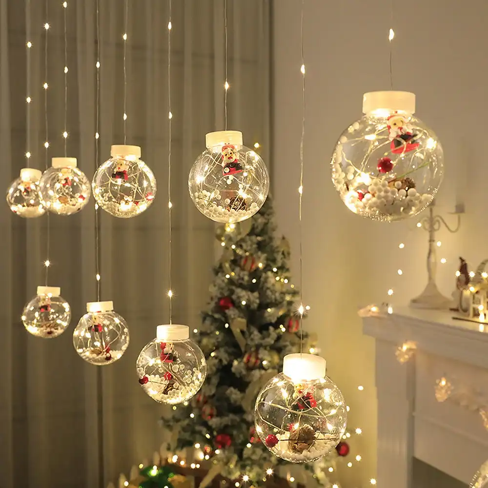Christmas Bulbl LED Light Window Curtain Lights Wishing Ball Fairy String Lights