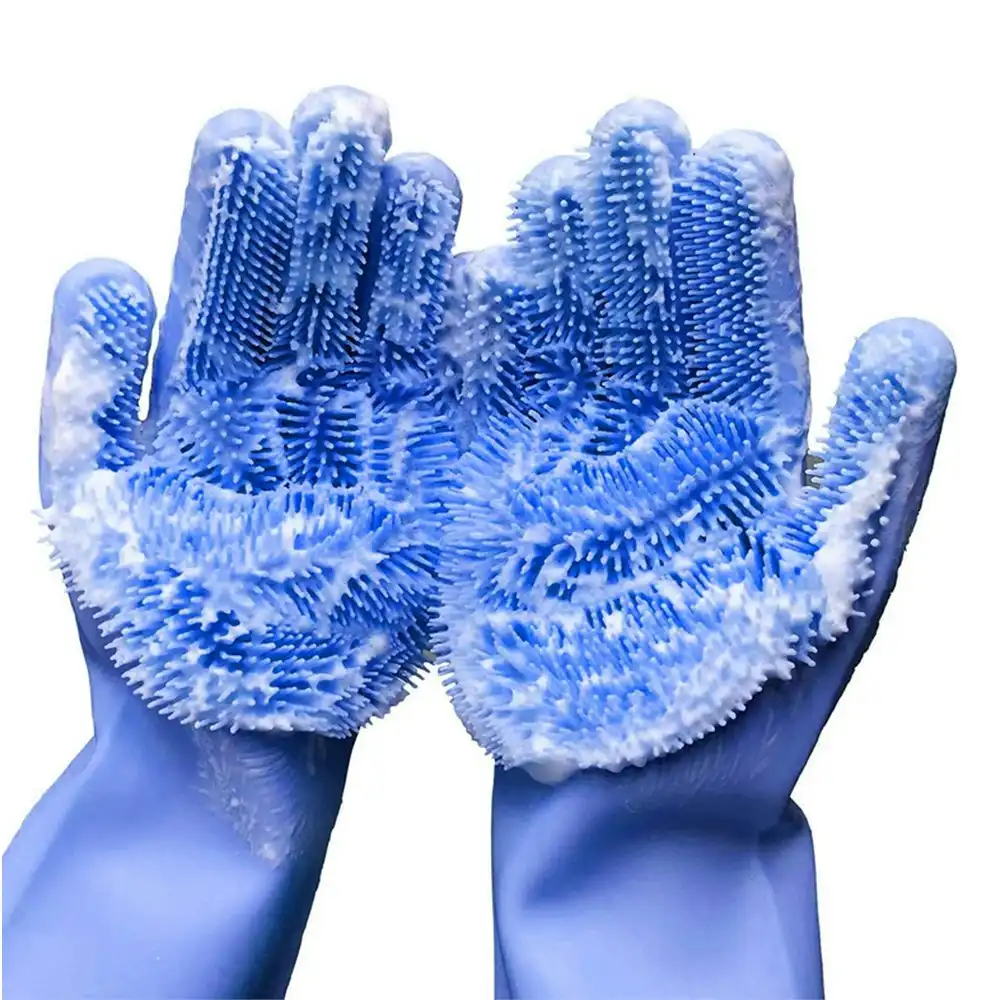 1 Pair Cleaning Gloves washing Gloves Silicone Reusable Cleaning Brush