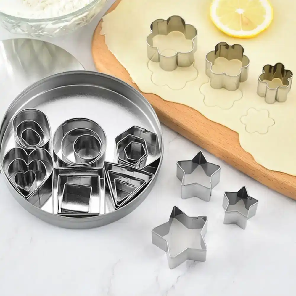24pcs Cookie Cutters Shapes Baking Set Stainless Steel Geometric Shaped Biscuit Cutter