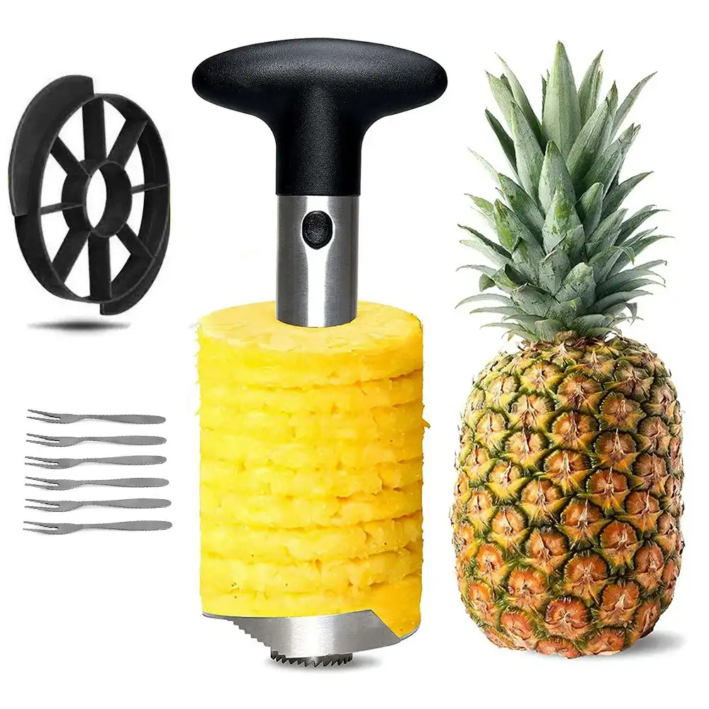 Stainless steel fruit pineapple peeler corer slicer cutter-black