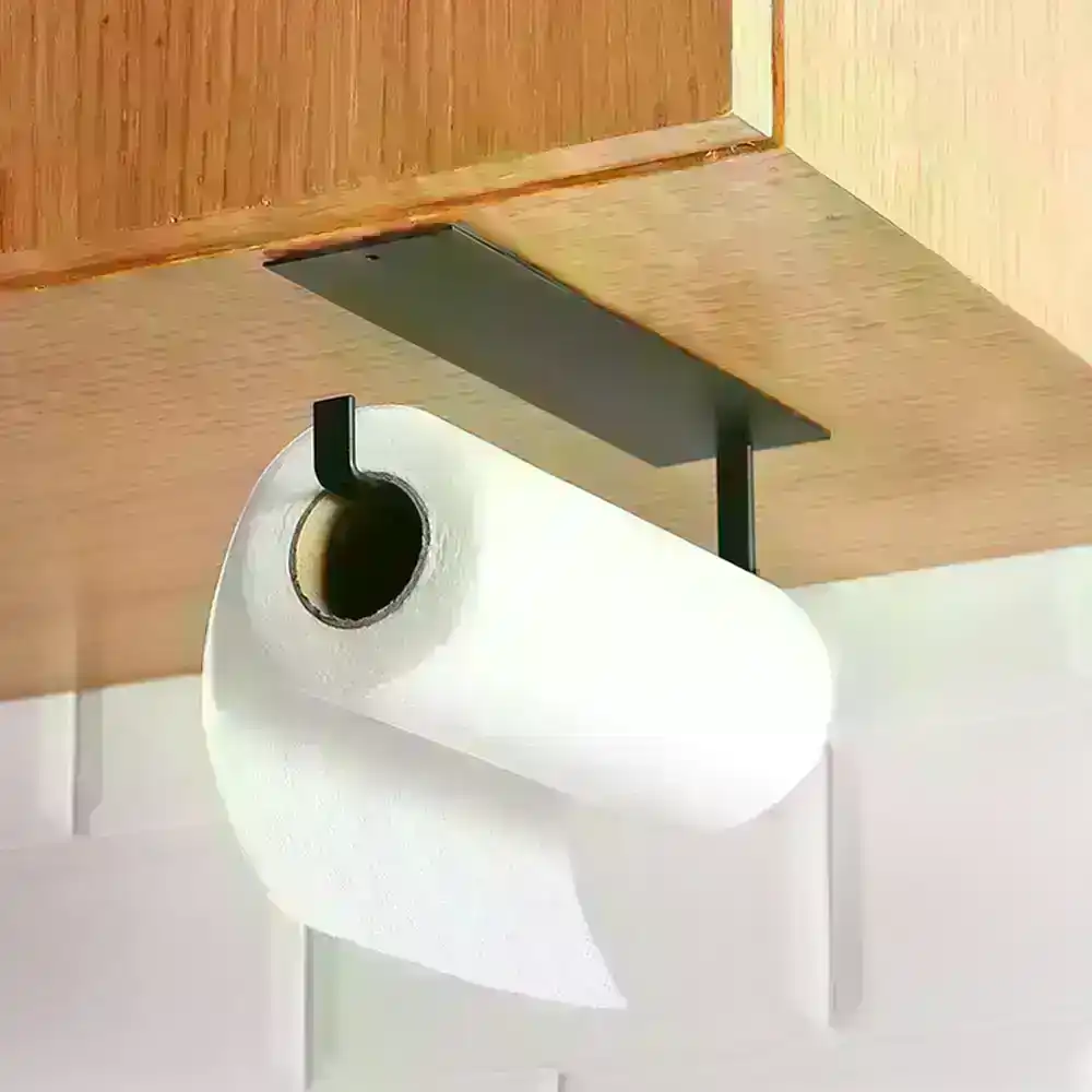 Paper Towel Holder Hanger Rack Kitchen Shelf Organizer Under Cabinet Roll Cup