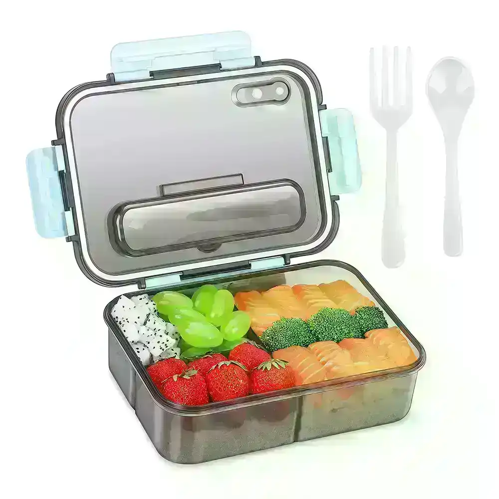 Transparent lunch box portable sealed Bento box with tableware