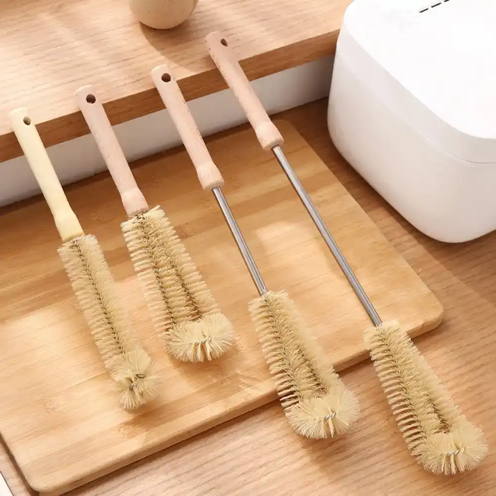 4Pcs Wooden Long Handle Bottle Brush Cup Cleaning Brush-